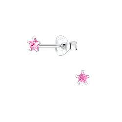 3mm Star Cubic Zirconia Silver Stud Earrings - Wholesale - 1347