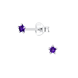3mm Star Cubic Zirconia Silver Stud Earrings - Wholesale - 1347