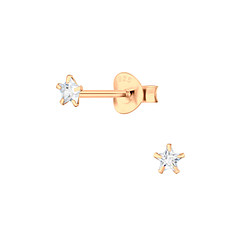3mm Star Cubic Zirconia Silver Stud Earrings - 3195