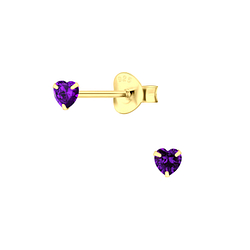 3mm Heart Cubic Zirconia Silver Stud Earrings - Wholesale - 3170
