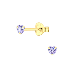 3mm Heart Cubic Zirconia Silver Stud Earrings - Wholesale - 3170
