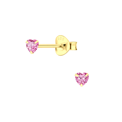 3mm Heart Cubic Zirconia Silver Stud Earrings - Wholesale - 3170