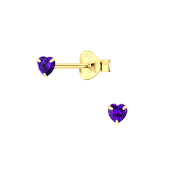 3mm Heart Cubic Zirconia Silver Stud Earrings - Wholesale - 3170