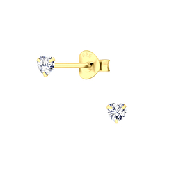 3mm Heart Cubic Zirconia Silver Stud Earrings - Wholesale - 3170 3mm Heart Cubic Zirconia Silver Stud Earrings - Wholesale - 3170