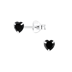4mm Heart Cubic Zirconia Silver Stud Earrings - Wholesale - 1341