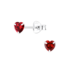4mm Heart Cubic Zirconia Silver Stud Earrings - 1341