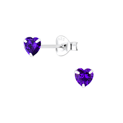 4mm Heart Cubic Zirconia Silver Stud Earrings - Wholesale - 1341 4mm Heart Cubic Zirconia Silver Stud Earrings - Wholesale - 1341