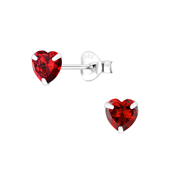 5mm Heart Cubic Zirconia Silver Stud Earrings - 2017