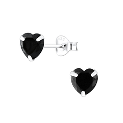 6mm Heart Cubic Zirconia Silver Stud Earrings - Wholesale - 1342