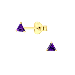 3mm Triangle Cubic Zirconia Stud Earrings - 3149