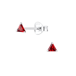 3mm Triangle Cubic Zirconia Silver Stud Earrings - Wholesale - 1979