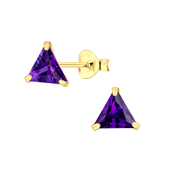 6mm Triangle Cubic Zirconia Stud Earrings - 3153