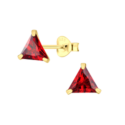6mm Triangle Cubic Zirconia Stud Earrings - 3153