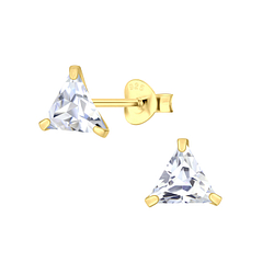 6mm Triangle Cubic Zirconia Stud Earrings - 3153