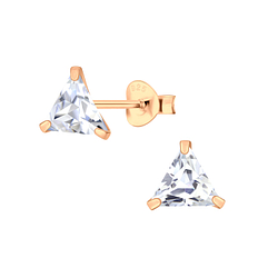 6mm Triangle Cubic Zirconia Stud Earrings - 3154 6mm Triangle Cubic Zirconia Stud Earrings - 3154