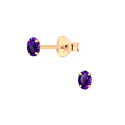 3x4mm Oval Cubic Zirconia Stud Earrings - 3203