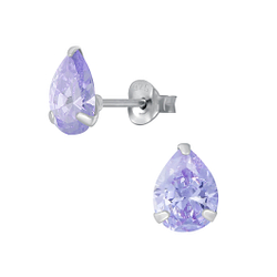 6x8mm Pear Cubic Zirconia Stud Earrings - Wholesale - 3191