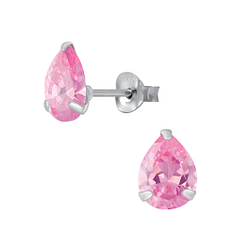 6x8mm Pear Cubic Zirconia Stud Earrings - Wholesale - 3191