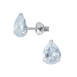 6x8mm Pear Cubic Zirconia Stud Earrings - 3191