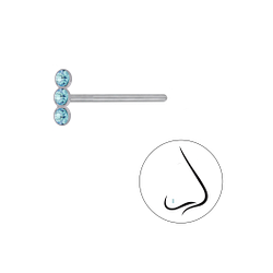 Silver Bar Crystal Nose Stud - 3232