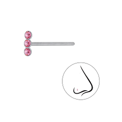 Silver Bar Crystal Nose Stud - 3232