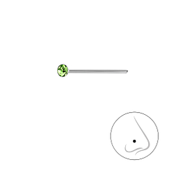 1.8mm Round Crystal Silver Nose Stud - 3293