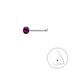 2.5mm Round Crystal Silver Nose Stud With Ball - 3270