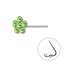 Silver Flower Crystal Nose Stud - Wholesale - 3253