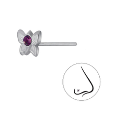 Silver Butterfly Crystal Nose Stud - 3263 Silver Butterfly Crystal Nose Stud - 3263