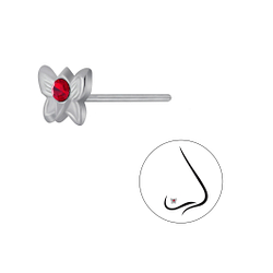 Silver Butterfly Crystal Nose Stud - 3263