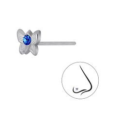 Silver Butterfly Crystal Nose Stud - Wholesale - 3263 Silver Butterfly Crystal Nose Stud - Wholesale - 3263