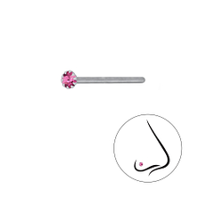2mm Round Crystal Silver Nose Stud - 3312