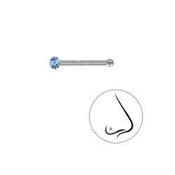 1.8mm Round Crystal Silver Nose Stud With Ball - 3311 1.8mm Round Crystal Silver Nose Stud With Ball - 3311