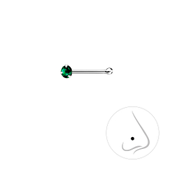 2mm Round Crystal Silver Nose Stud With Ball - 3318