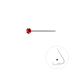 2mm Round Crystal Silver Nose Stud - 3317