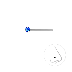 2mm Round Crystal Silver Nose Stud - 3317
