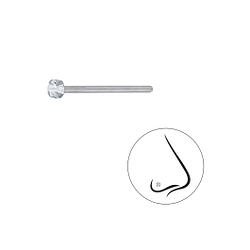 2mm Round Cubic Zirconia Silver Nose Stud - 3301