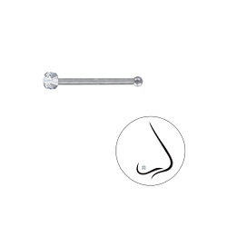 2mm Round Cubic Zirconia Silver Nose Stud With Ball - 3303