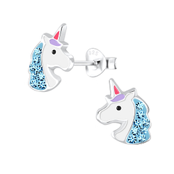 Silver Unicorn Stud Earrings - 3449