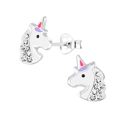 Silver Unicorn Stud Earrings - 2495