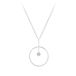 Silver Geometric Cubic Zirconia Necklace - 3439