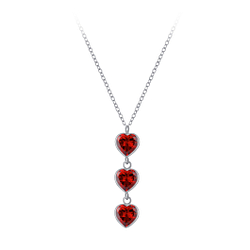 Silver Heart Cubic Zirconia Necklace - Wholesale - 3424