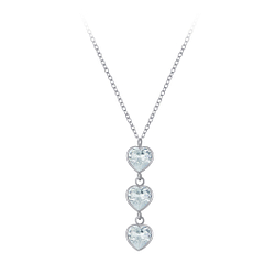Silver Heart Cubic Zirconia Necklace - 3424