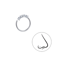 Crystal Silver Nose Ring - 3415