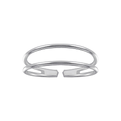 Silver Double Line Ring - 3587