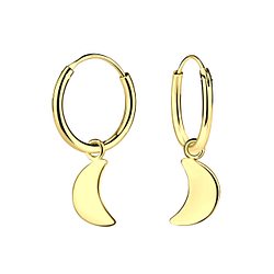 Silver Moon Charm Hoop Earrings - 3782