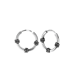 12mm Silver Bali Hoops - 7769