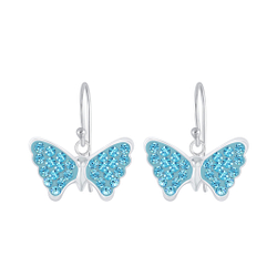 Silver Butterfly Crystal Earrings - Wholesale - 4069 Silver Butterfly Crystal Earrings - Wholesale - 4069