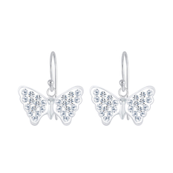 Silver Butterfly Crystal Earrings - 4069