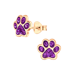 Silver Paw Print Stud Earrings - Wholesale - 4085